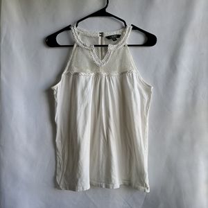 Lauren Ralph Lauren Womens Sleeveless White Tunic Top Size PL